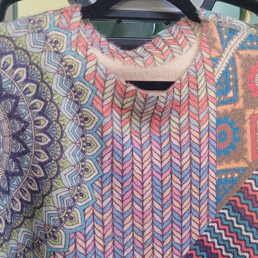 Boho Colorful Geometric Pattern Sweater Size 1X - Picture 3 of 7